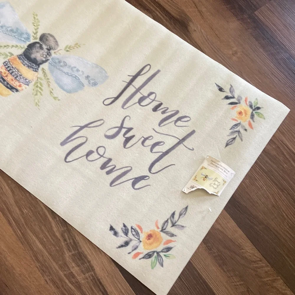 NEW! Cottage Farmhouse Queen Honey Bee Home Sweet Home Welcome Door Matt Rug